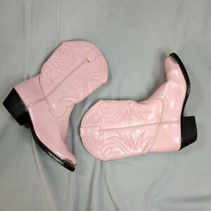 Smoky Mountain Pink Cowboy Boots Silver Tips Westrn Leather Pullon Youth Girls 4